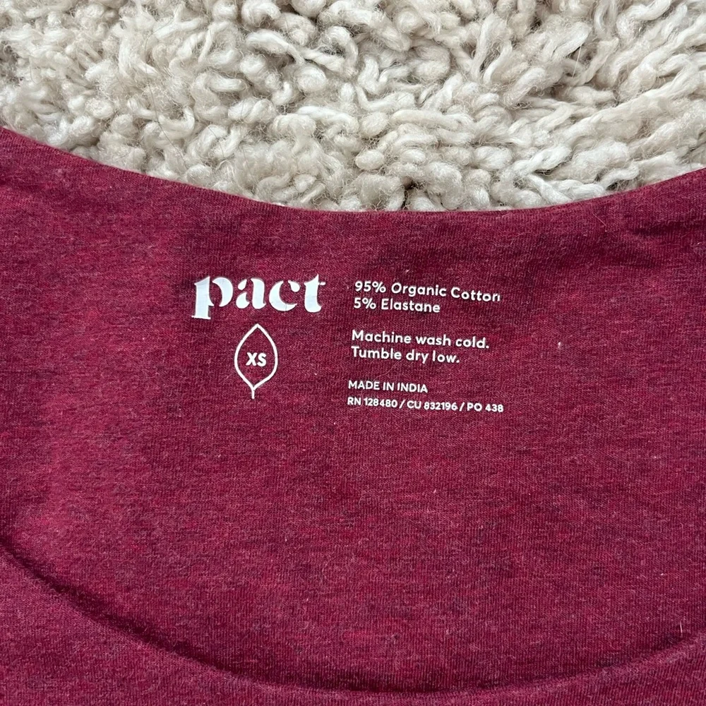 Pact Cranberry Red Cotton Dress, Size XS, EUC - Picture 4 of 5
